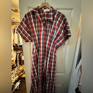 Anthropologie Tobie Plaid Short-Sleeve Button-Up dress -M